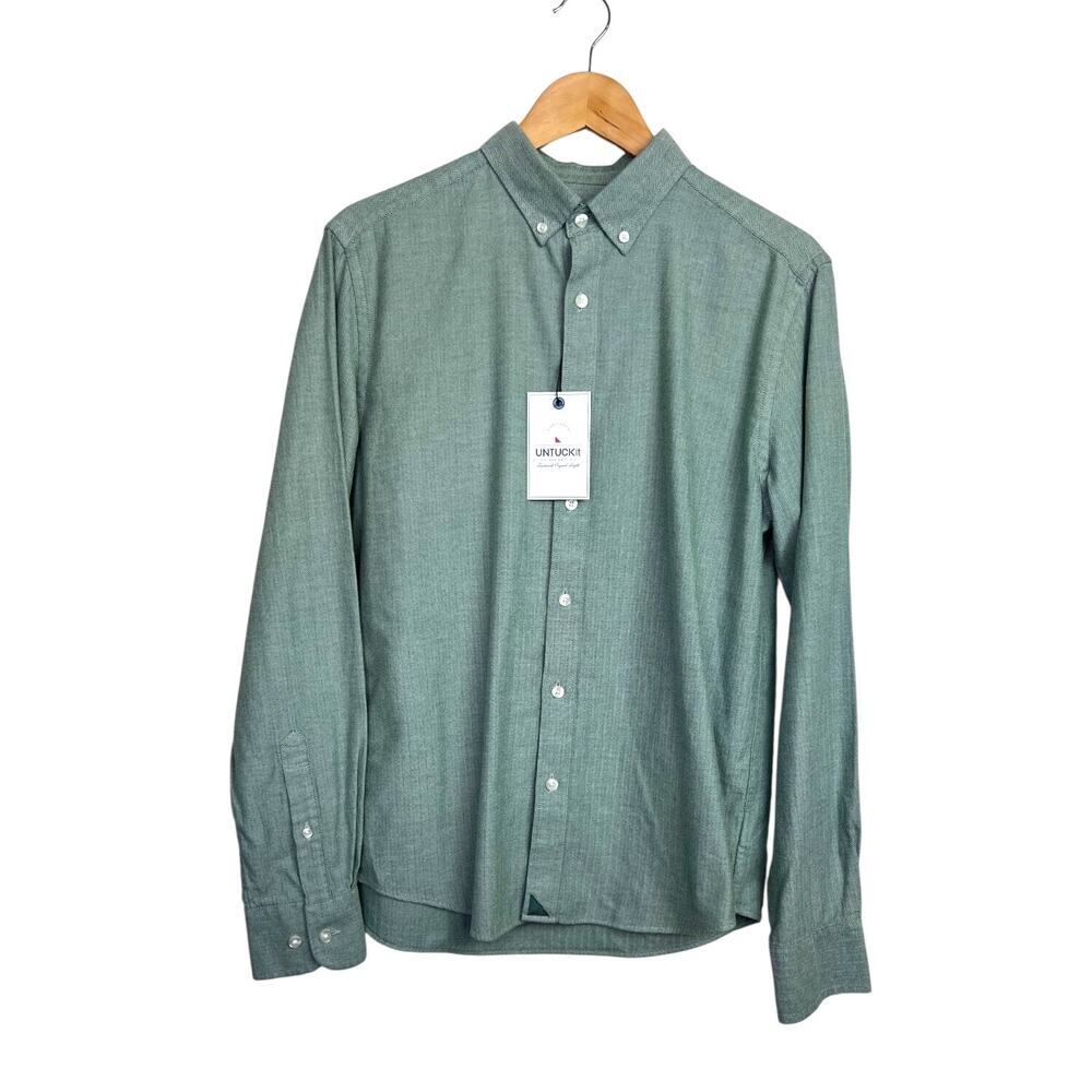 UNTUCKit Librando Cotton Button Down Shirt Slim Fit in Green Men's Size Medium
